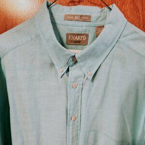 Men's 2XL Khaki's By Arrow Aqua Short Sleeve Button Down Shirt